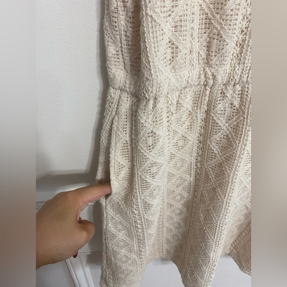 Splendid Paola Crochet Lace Mini Dress Sleeveless Pocket V-Neck Size Small Cream - Picture 7 of 9